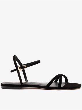 Larroude Annie Black Flat Sandals